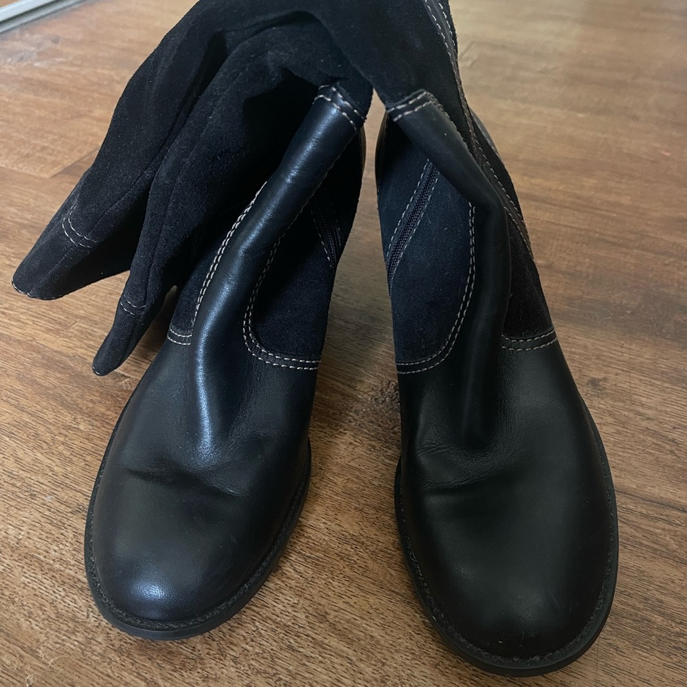 Franco Sarto Black Leather Heeled Boots - Picture 3 of 9